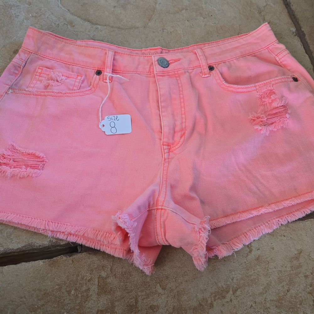 Aeropostale Neon Pink Distressed Jean Shorts